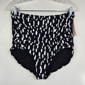 Shapermint Size 2XL High Waisted Control Bikini Bottom Black White NWT